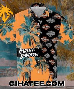 2024 Harley Davidson Logo Pattern Mix Coconut Hawaiian Shirt And Shorts