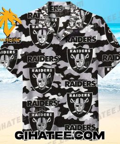 Camouflage Las Vegas Raiders Logo Pattern Hawaiian Shirt And Shorts
