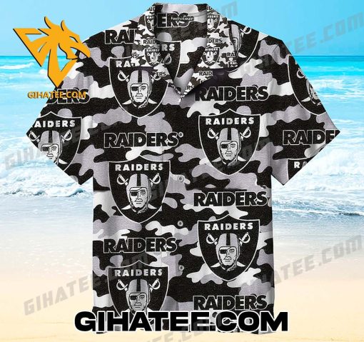 Camouflage Las Vegas Raiders Logo Pattern Hawaiian Shirt And Shorts