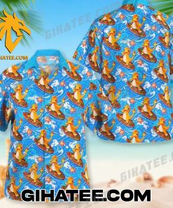 Charmander Surfing The Ocean Waves Pokemon Hawaiian Shirts And Shorts Matching