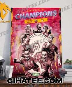 Congratulations AS Roma Women Serie A Champions 2024 Poster Canvas