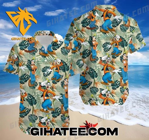 Disney Goofy Leaf Tropical Disney Hawaiian Shirt And Beach Shorts