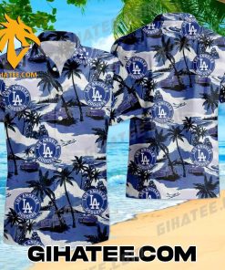 Dodgers Logo Pattern Mix Coconut Island Dodgers Hawaiian Shirt and Shorts