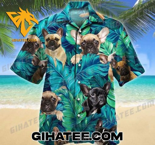 French Bulldog Pattern Tropical Forest Hawaiian Shirt Sets