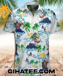 Godzilla Aloha Windsurfing And Swimming Hawaiian Shirt Shorts