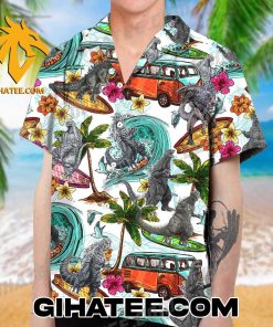 Godzilla Pattern Hawaiian Shirt And Shorts Art Style