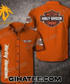 Harley Davidson Logo Classic Hawaiian Shirts With Orange Color
