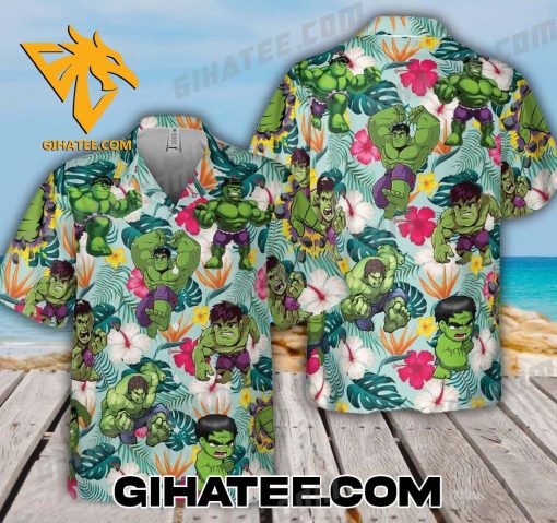 Hulk Cartoon Tropical Forest Marvel Hawaiian Shirt And Shorts
