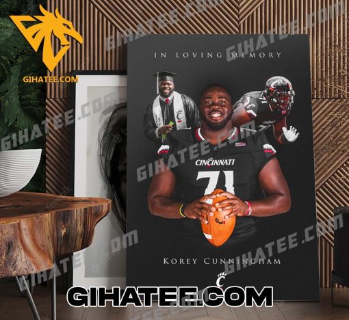 In Loving Memory Korey Cunningham Cincinnati Bearcats RIP 1995-2024 Poster Canvas