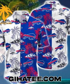 Island Coconut Blue And White Buffalo Bills Hawaiian Shirt Set