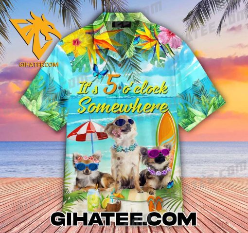 It’s 5 O’clock Somewhere Dog Summer Beach Hawaiian Shirt Sets