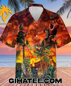 King Kong vs Godzilla Tiki Hawaiian Shirt And Shorts Combo