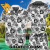 Las Vegas Raiders Leaf Tropical Black And White Hawaiian Shirt And Beach Shorts