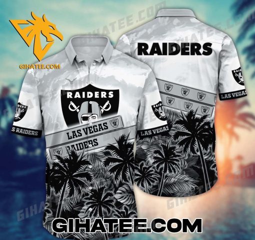 Las Vegas Raiders Mix Tropical Forest Coconut Palm Short-Sleeve Hawaiian Shirts