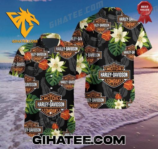 Limited Edition Harley Davidson Tropical Forest Hawaiian Shirt Sets