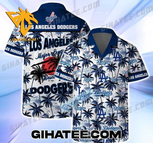 Los Angeles Dodgers MLB Logo Coconut Tree Pattern Dodgers Hawaiian Shirt Sets