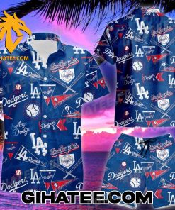 Los Angeles Dodgers MLB Logo Tem Pattern Hawaiian Shirt And Shorts