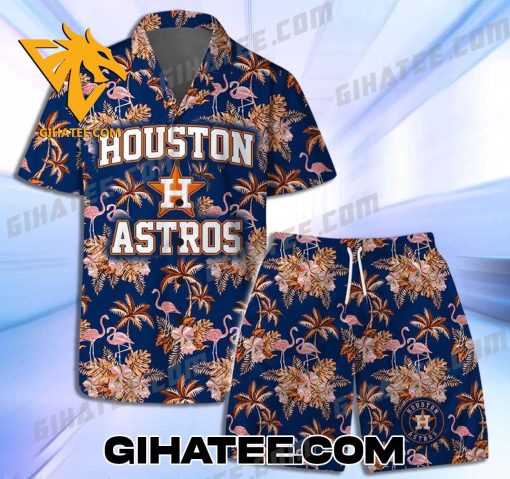 MLB Houston Astros Tropical Forest Flamingo Hawaiian Shirt And Beach Shorts