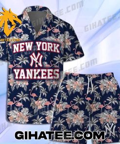 MLB New York Yankees Flamingo Hawaiian Shirt And Shorts Combo