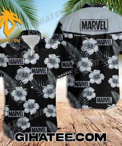 Marvel Logo Pattern Hibiscus Flower Hawaiian Shirt And Shorts Combo