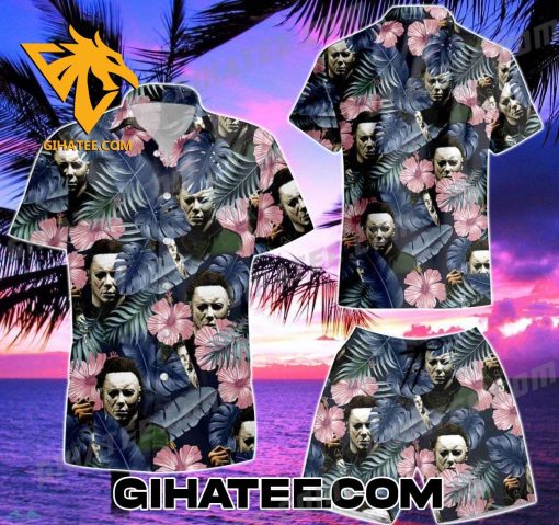 Michael Myers Tropical Forest Halloween Hawaiian Shirt And Shorts