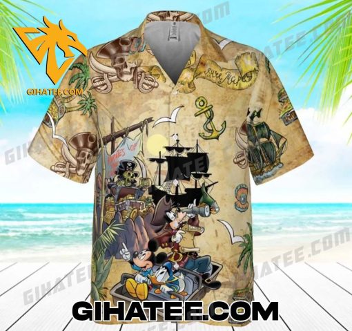 Mickey And Donald And Goofy Cosplay Pirates of the Caribbean Disney Hawaiian Shirt