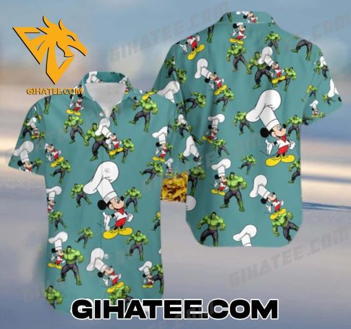 Mickey Mouse Chef Avengers Hulk Hawaiian Shirt Set