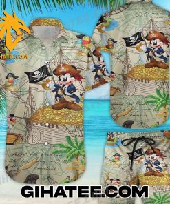 Mickey Mouse Pirates of the Caribbean Maps Hawaiian Shirt And Shorts