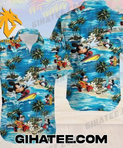 Mickey Mouse Surfs Waves Hawaiian Shirt And Shorts Set Summer Beach