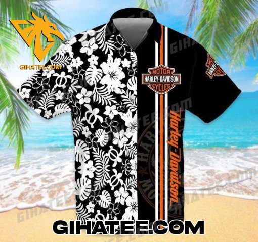 Motorcycles Harley Davidson Mix Tropical Forest Hawaiian Shirt and Shorts Sets