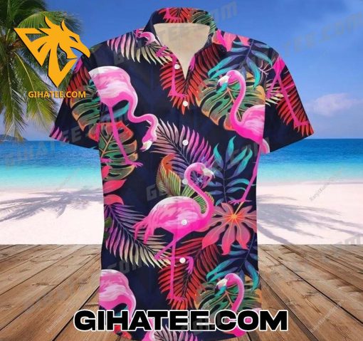 New Design Flamingo Pink Tropical Leaf Hawaiian Shirts And Shorts Matching