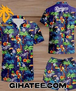 Parrot Tropical Forest Los Angeles Dodgers Hawaiian Shirt and Shorts