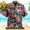 Premium Flamingo Tropical Leaf Flower Short-Sleeve Hawaiian Shirts