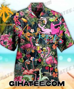 Premium Flamingo Tropical Leaf Flower Short-Sleeve Hawaiian Shirts