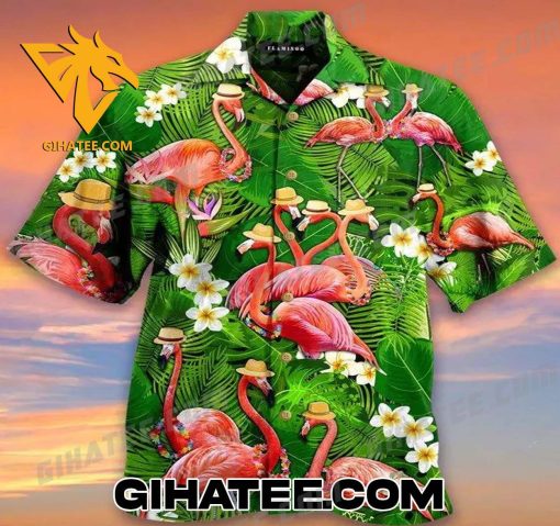 Quality Tropical Forest Flamingo Hawaiian Shirt And Shorts