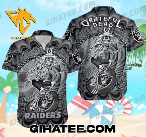 Skeleton Grateful Dead Nfl Las Vegas Raiders Hawaiian Shirt Set