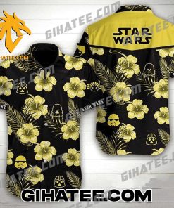 Star Wars Line Icons Darth Vader Chewbacca Stormtrooper Heads Silhouette Tropical Aloha Hawaiian Shirt