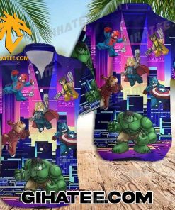The Avengers Lego City Nights Marvel Hawaiian Shirt And Shorts Set