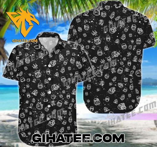 Unique Star Wars Pattern Hawaiian Shirt And Shorts