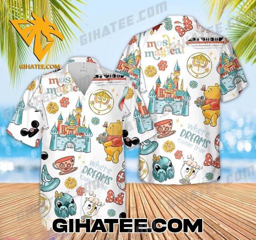 Where Dreams Come True Stitch Stitch Pooh Disney Hawaiian Shirt And Beach Shorts