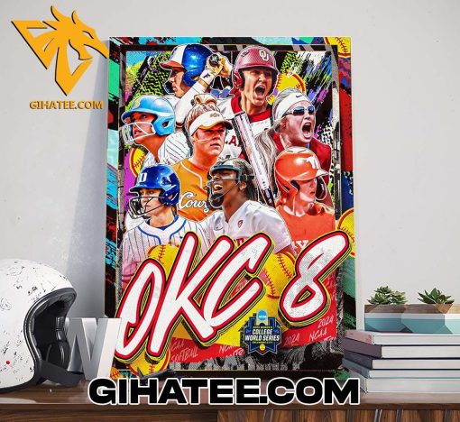 2024 Womens College World Series Oklahoma City OKC 8 NCAA Softball Poster Canvas