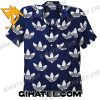 Adidas Logo Pattern Hawaiian Shirt And Shorts Navy Color