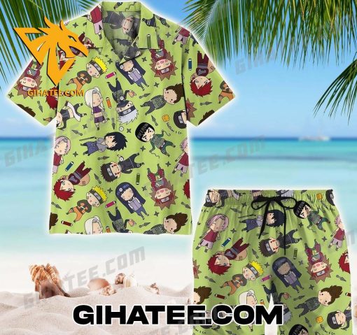 Anime Naruto Chibi Characters Hawaiian Shirt And Shorts Set