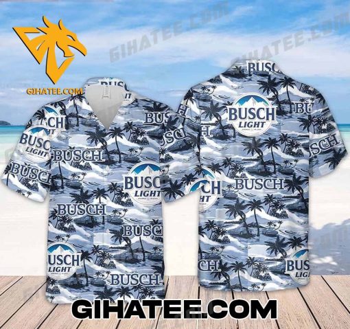 Busch Light Sea Island Pattern Short-Sleeve Hawaiian Shirts