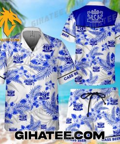 Cass Beer Tropical Forest Hawaiian Shirt And Beach Shorts Blue White Color