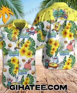 Characters SpongeBob SquarePants Hibiscus Tropical Forest Hawaiian Shirt Shorts