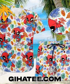 Colorful Spiderman Tropical Hibiscus Hawaiian Shirt Shorts For Summer Beach
