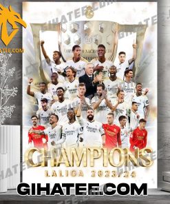 Congratulations Real Madrid FC La Liga Champions 2024 Poster Canvas