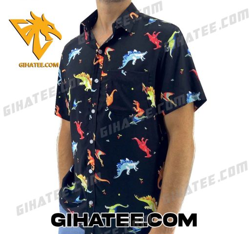 Dinosaurs Pattern Cartoon Hawaiian Shirts And Shorts Matching