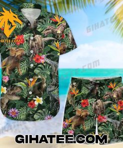 Dinosaurs Tropical Forest Hawaiian Shirt And Shorts